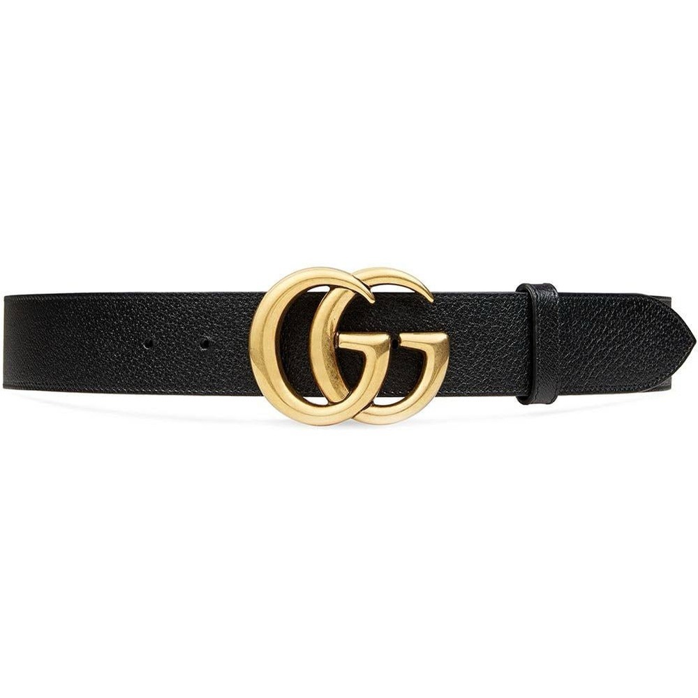 WIDE LEATHER BELT WITH DOUBLE G BUCKLE